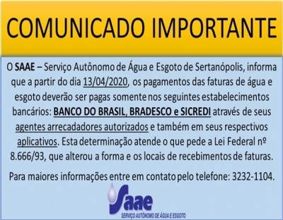 COMUNICADO IMPORTANTE